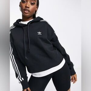 adidas Originals adicolor cropped hoodie in black
